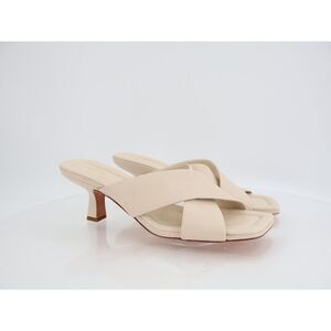 Vince Cecila Crisscross Sandal Ivory Leather Kitten Heel Comfy Career Size 11M